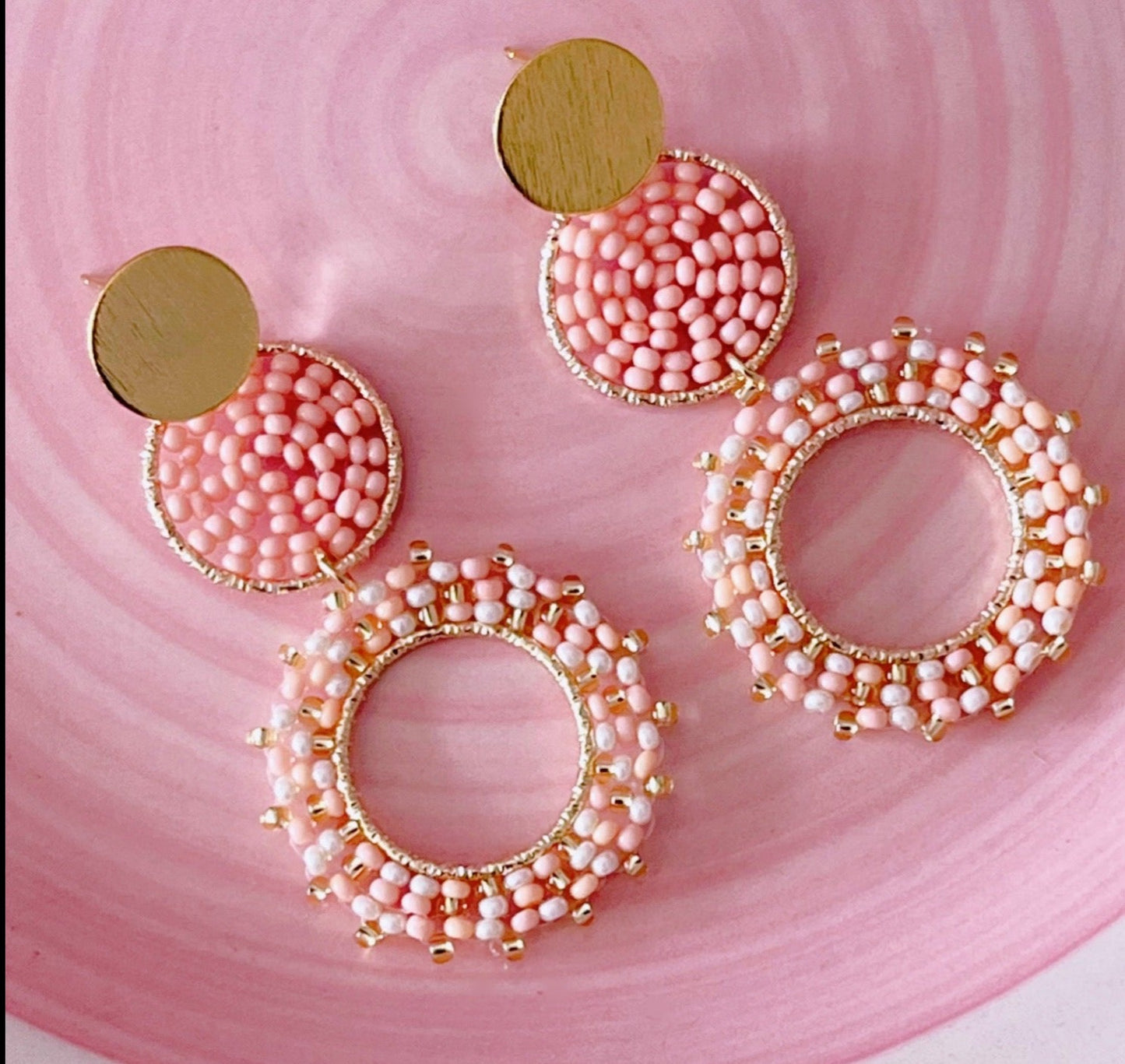 Rose long ring earrings