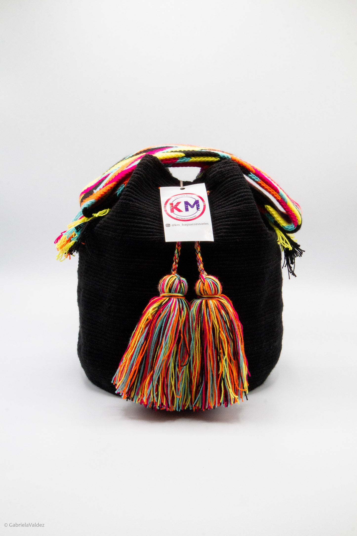 Black Double Thread Bag with neon strap