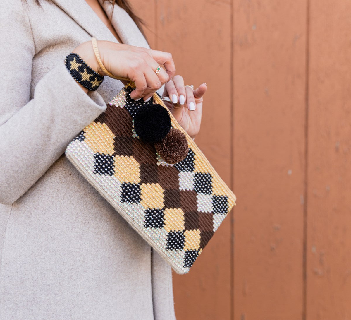 Bedazzled Wayuu Clutch with Pompons