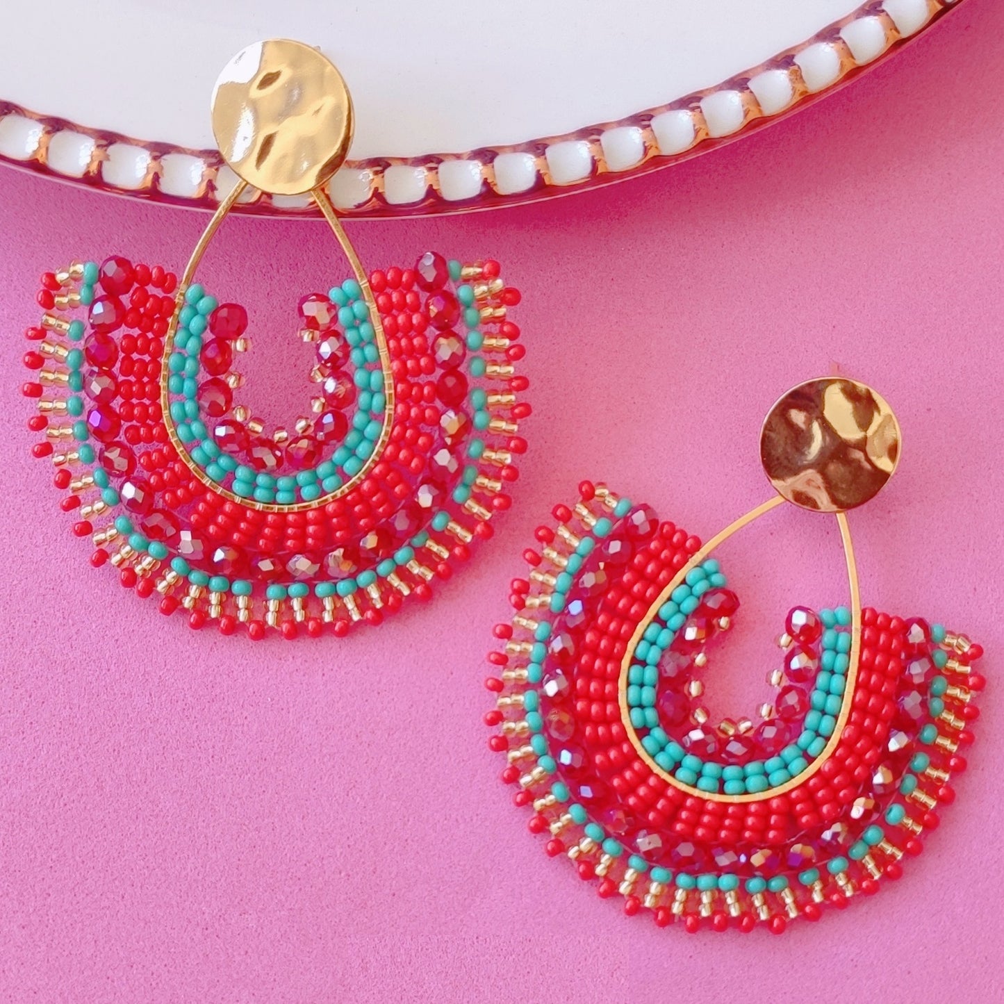 Red Turqouise Earrings.