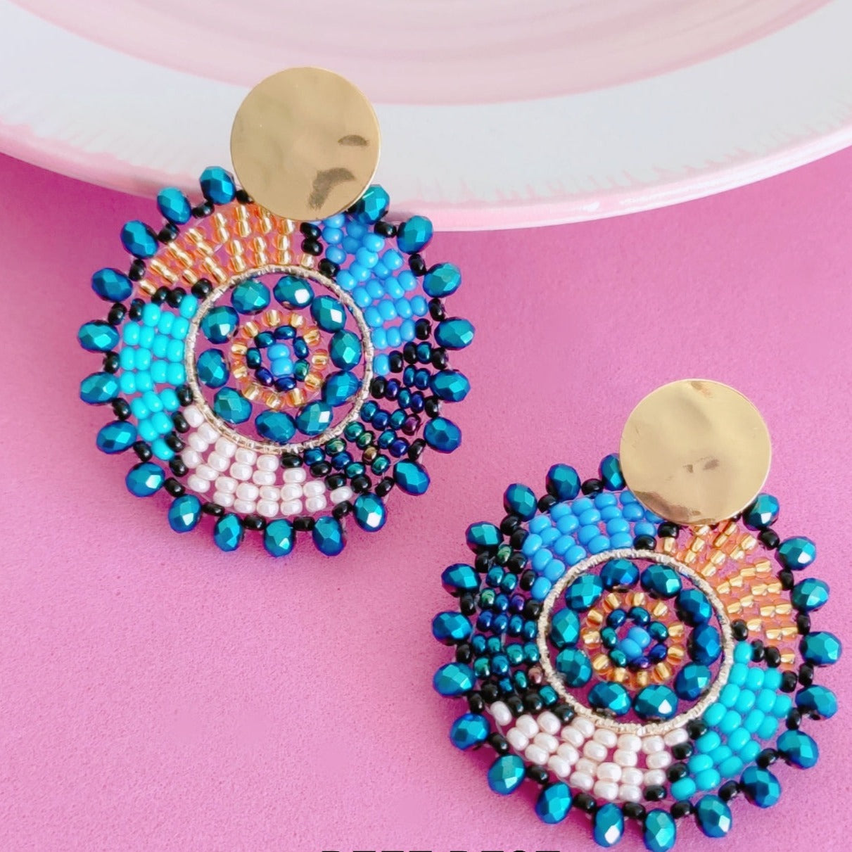 Turquesa muticolor handmade round earrings