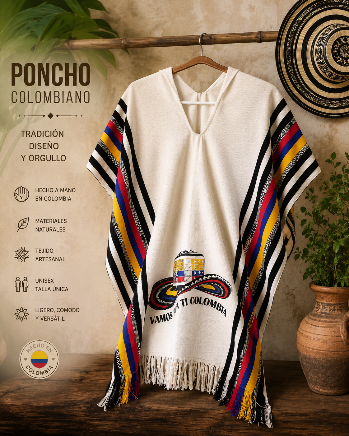 Kolumbianischer Poncho – Handgefertigte Tradition
