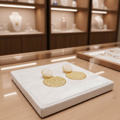 Goldene Statement-Ohrringe mit Perlendetails